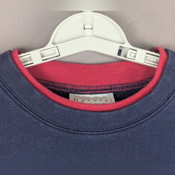 Natural Escape XL Double Collar Grandma Crewneck Navy/Red - Picture 4 of 8